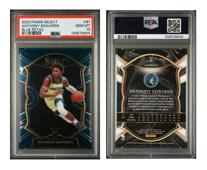 2020 Panini Select Concourse Blue Retail Anthony Edwards #61 - PSA 10