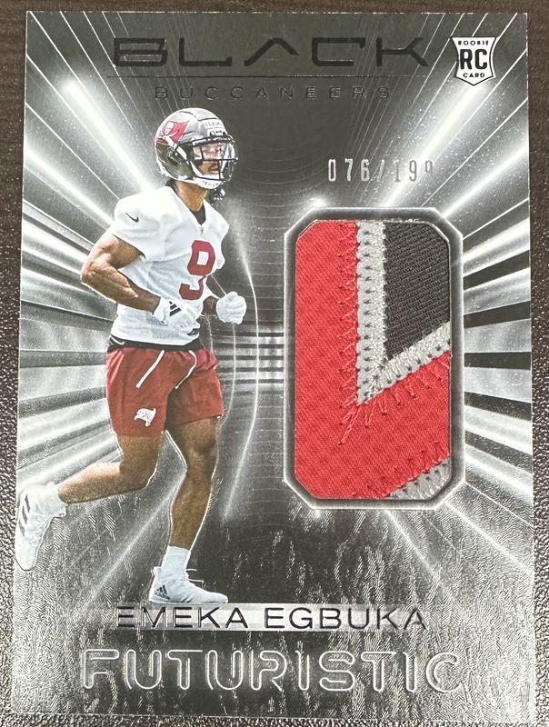 2025 Panini Black Emeka Egbuka #FUT-EEA Futuristic 3 Color Patch RC 076/199
