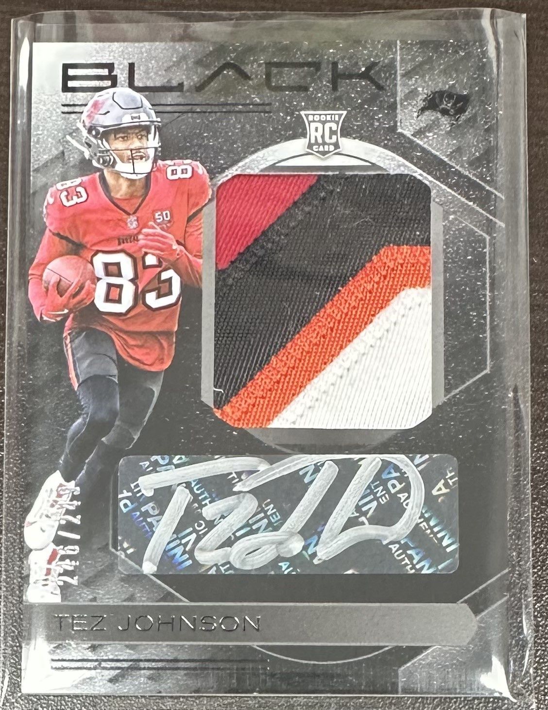 2025 Panini Black Football Tez Johnson 4 Color Rookie Patch Auto 246/249