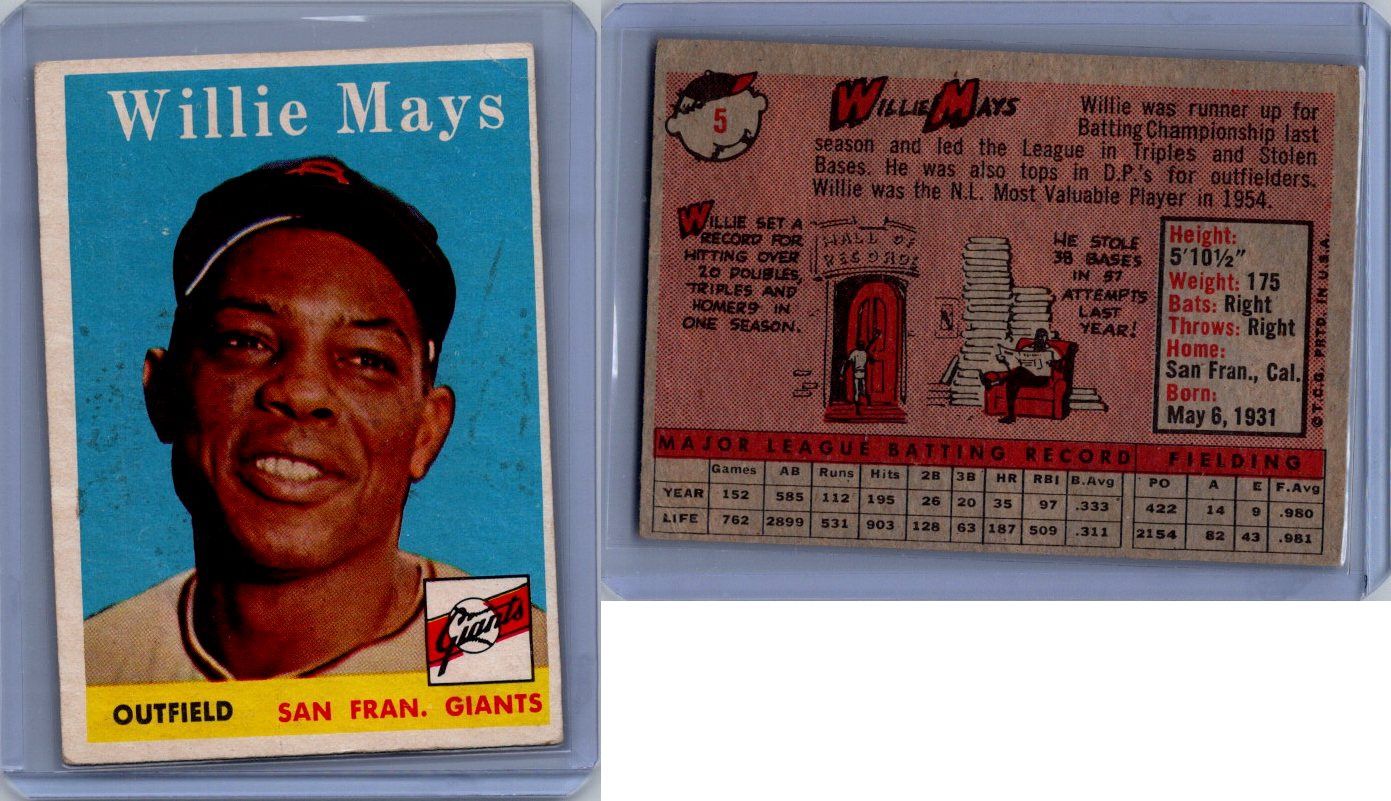 1958 Topps Willie Mays #5 - (see pic)