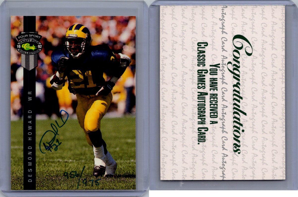 1992 Classic Draft Pick Desmond Howard Autograph 956/975
