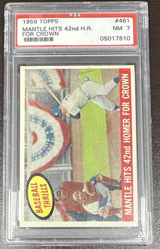 1959 Topps Mantle Hits 42nd Homer For Crown #461 - PSA 7