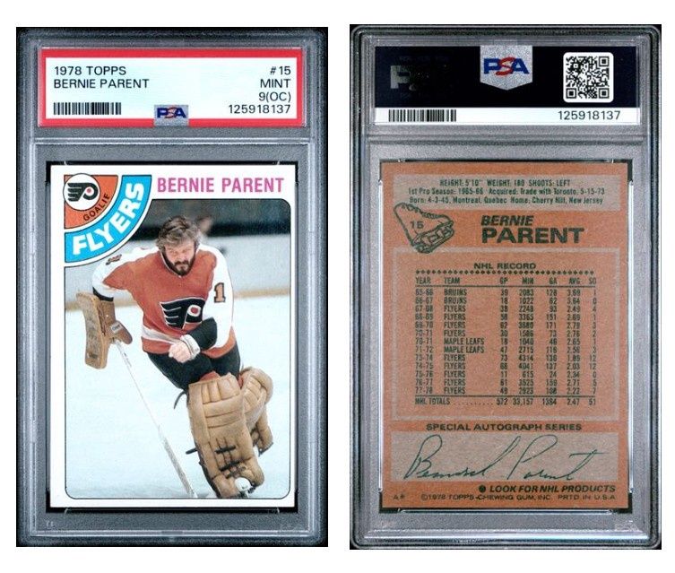 1978 Topps #15 Bernie Parent  - PSA 9 (OC) (eBay)