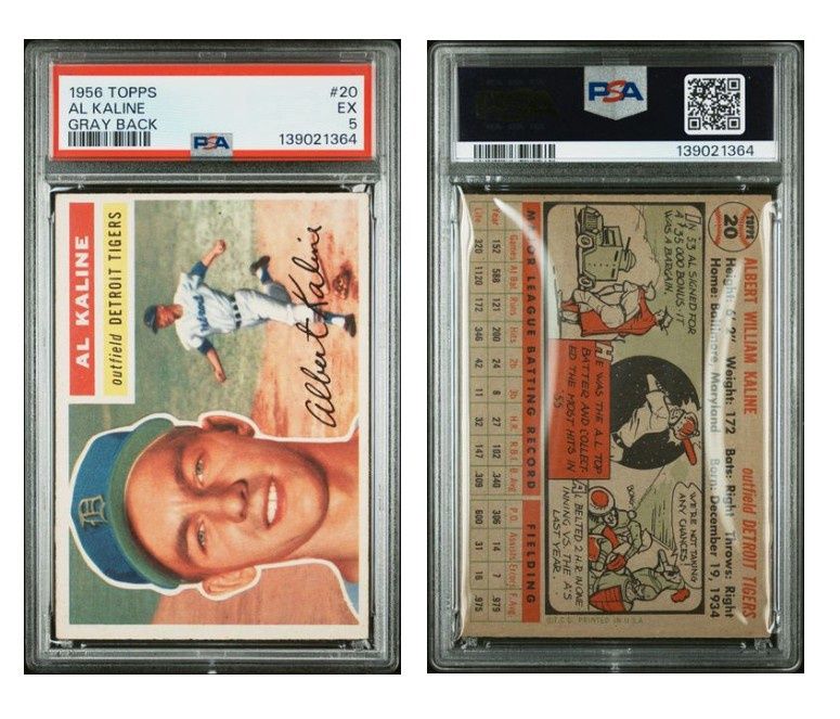 1956 Topps Al Kaline #20 - Gray Back - PSA 5