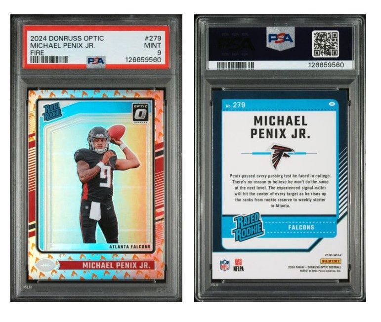 2024 Optic Michael Penix Jr Fire Emoji - PSA 9