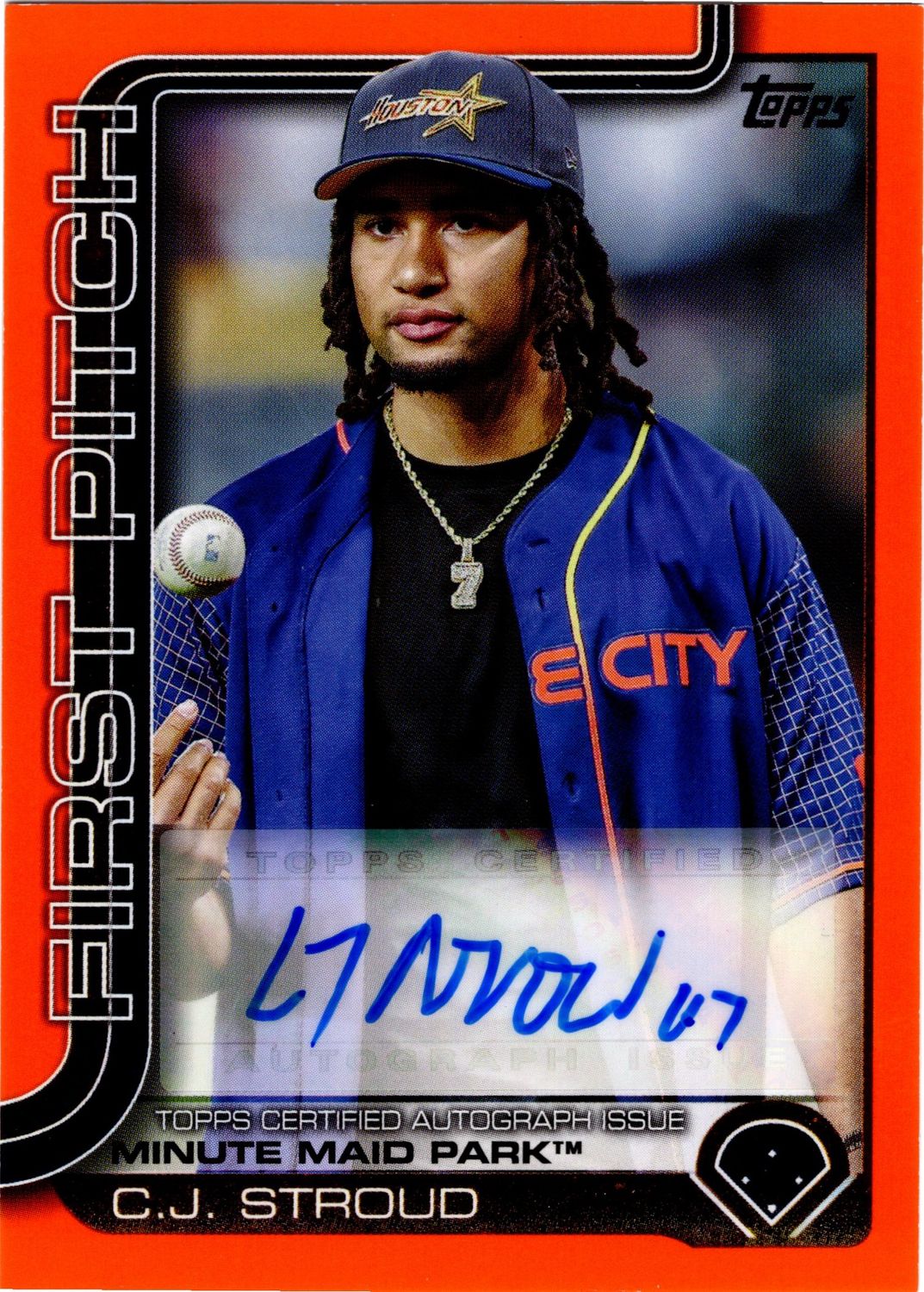 2025 Topps CJ Stroud First Pitch Orange Auto 01/25
