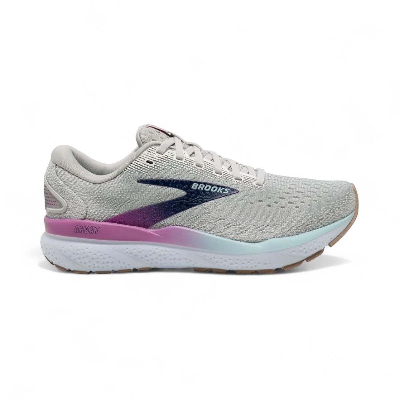 Brooks-Ghost 16 Women, Color: Wht/Grey/Blue, Size: 6
