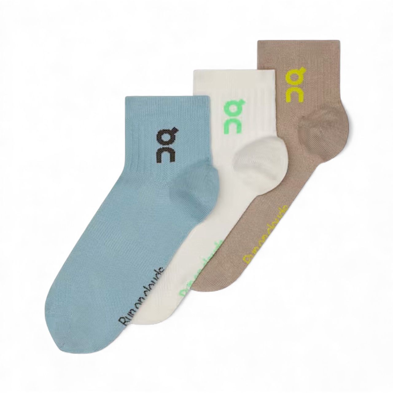 ON-Logo Sock Mid 3P, Color: Desert/Wash, Size: XS