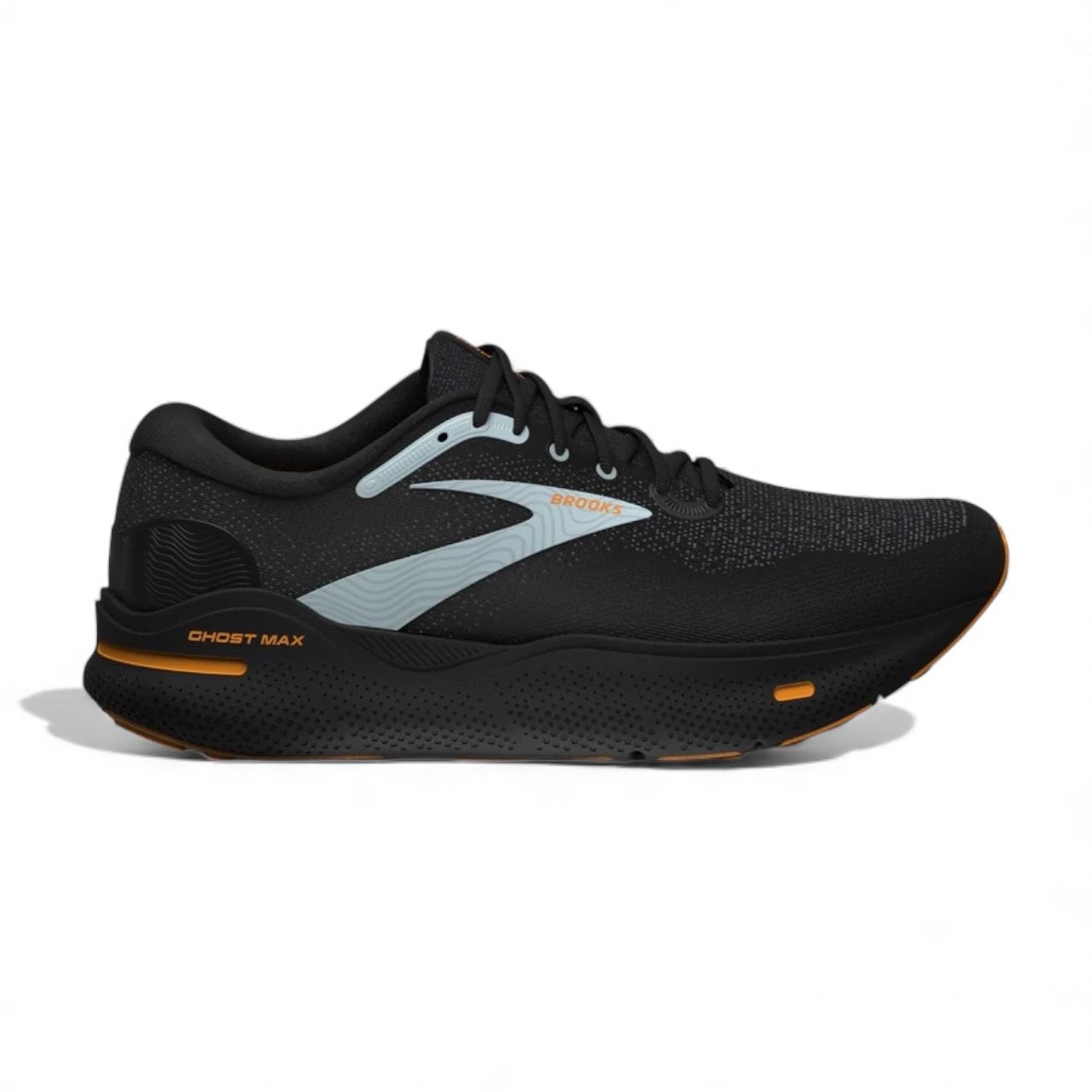 Brooks-Ghost Max Men, Color: Blk/Org/Blue, Size: 8