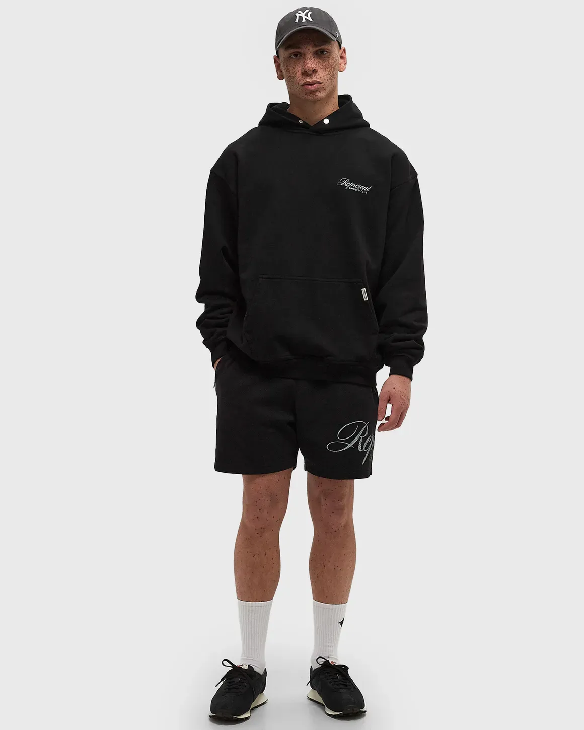 Represent Owners’ Club Script Hoodie – Washed Black