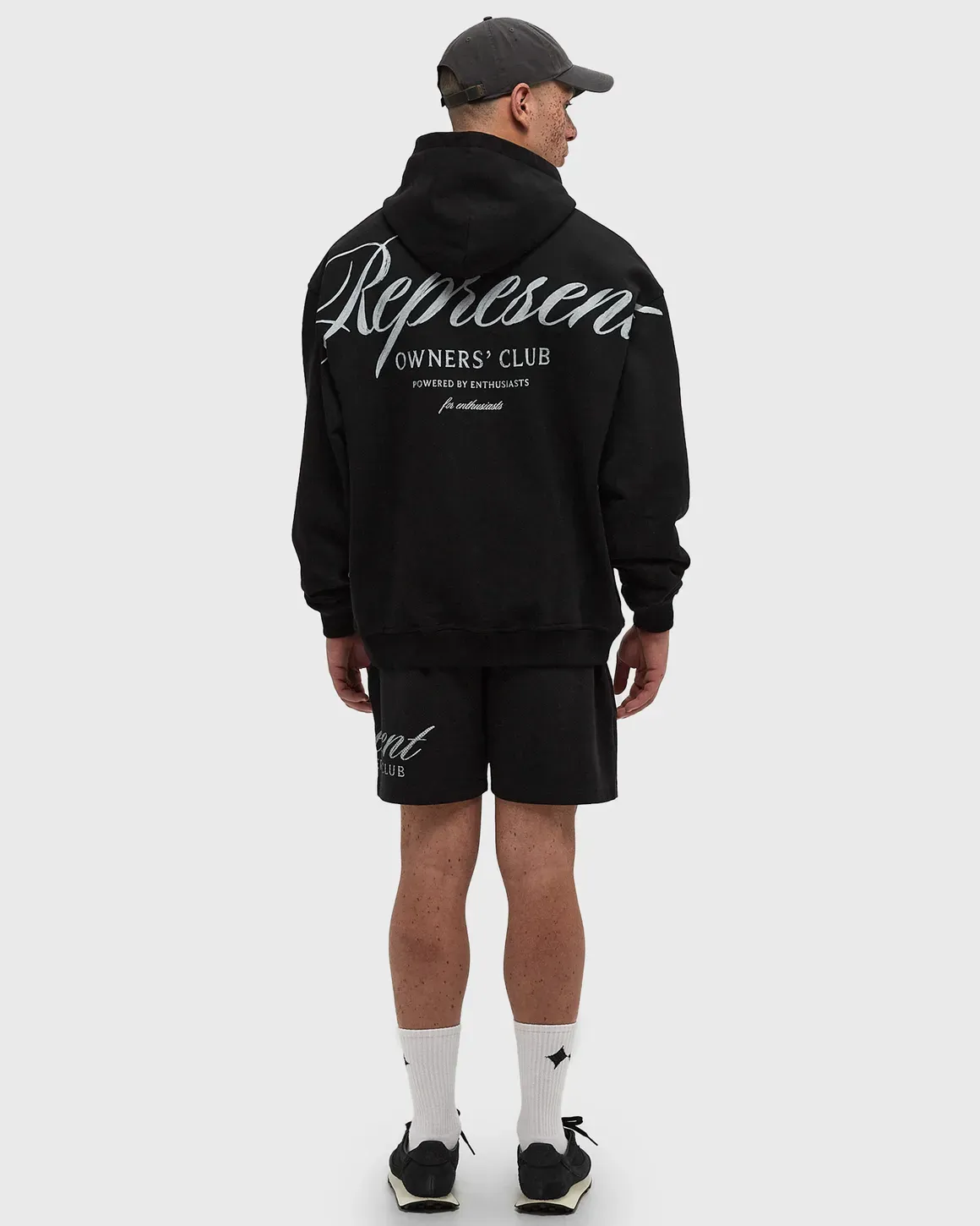 Represent Owners’ Club Script Hoodie – Washed Black