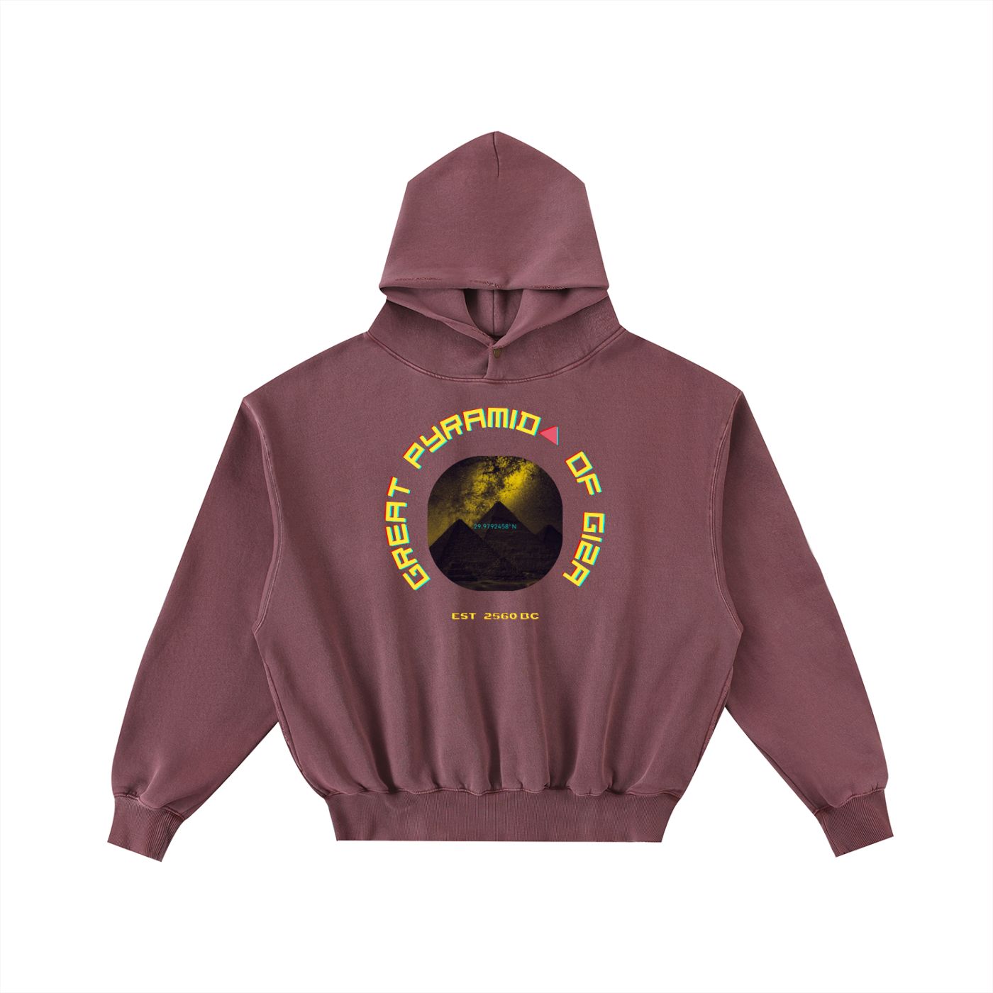 PBWY Light Code Hoodie – Burgundy Enzyme-Washed Cotton Fleece