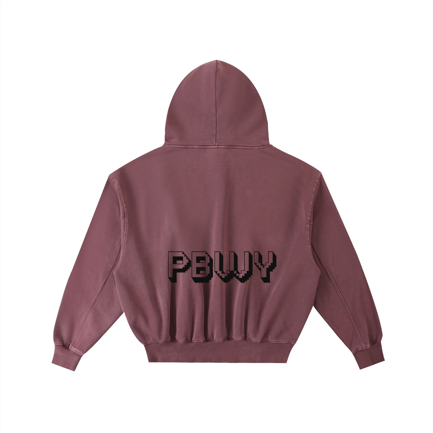 PBWY Light Code Hoodie – Burgundy Enzyme-Washed Cotton Fleece