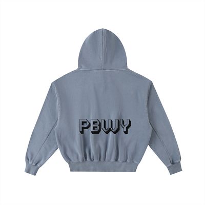PBWY Light Code Hoodie – Celestial Blue- Enzyme-Washed Cotton Fleece