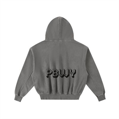 PBWY Light Code Hoodie – Obsidian Grey - Enzyme-Washed Cotton Fleece