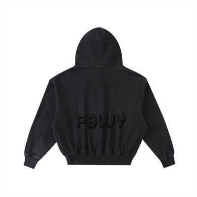 PBWY Light Code Hoodie – Eclipse Black - Enzyme-Washed Cotton Fleece