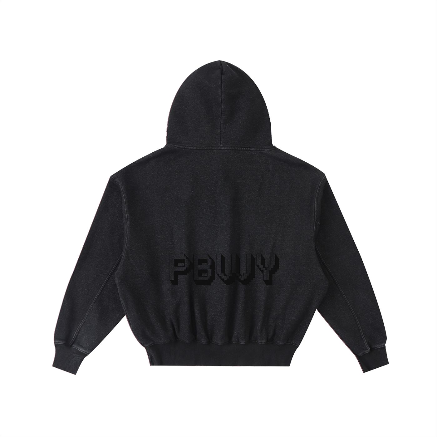 PBWY Light Code Hoodie – Eclipse Black - Enzyme-Washed Cotton Fleece