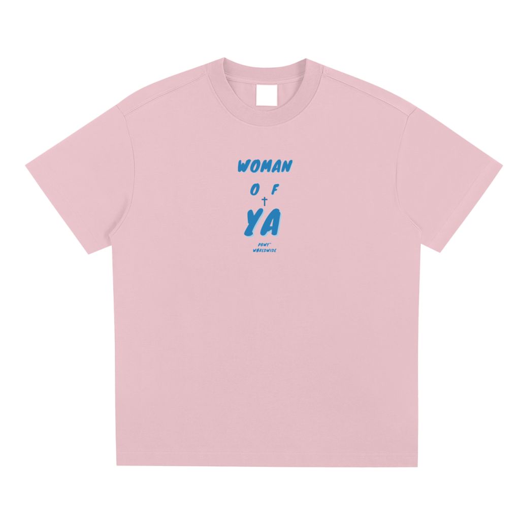 PBWY™ Woman of Ya — Sorona Blend Performance Tee in Pink / Sky Blue
