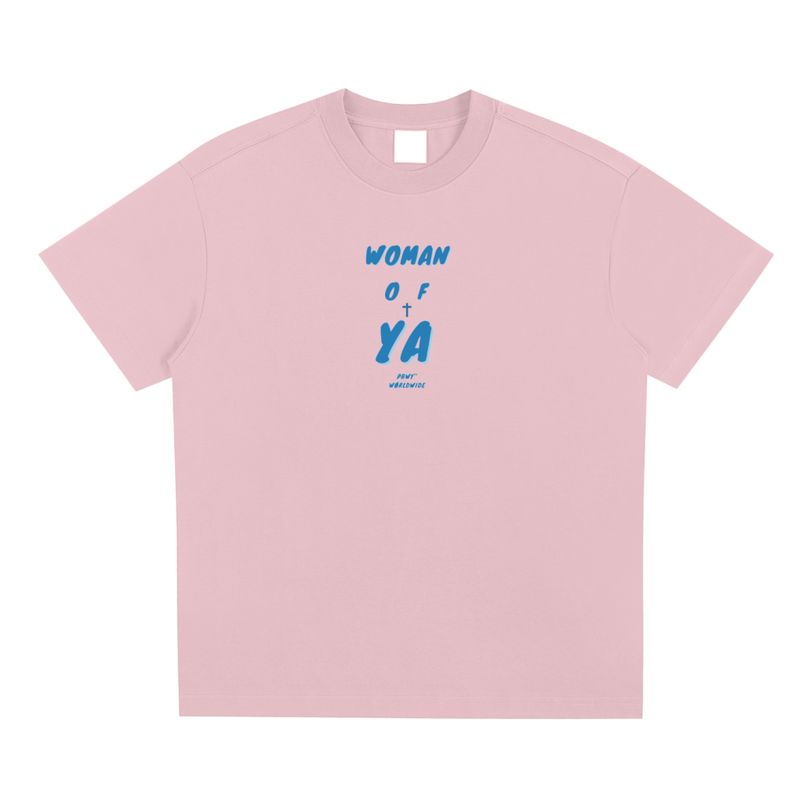 PBWY™ Woman of Ya — Sorona Blend Performance Tee in Pink / Sky Blue