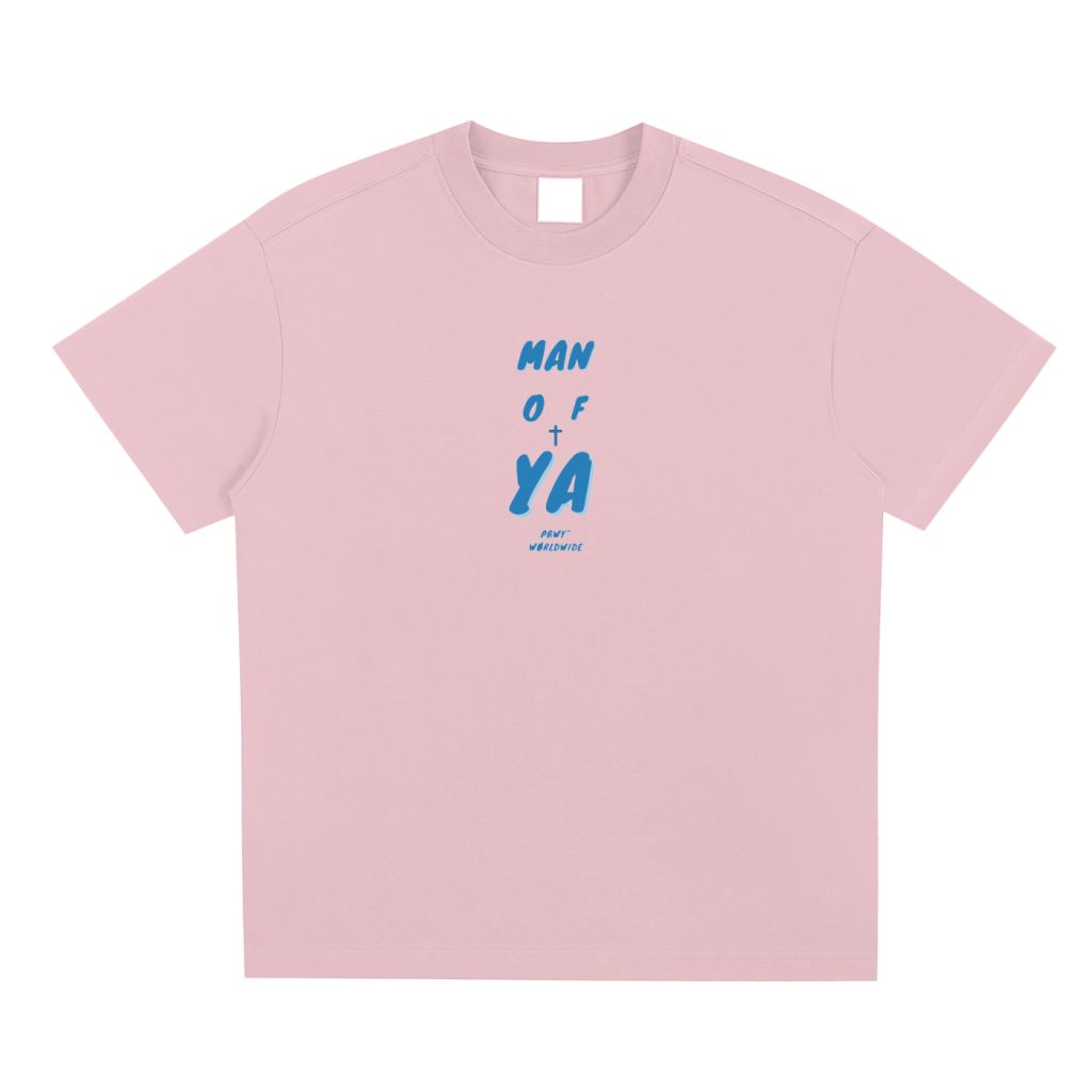 PBWY™ Man of Ya — Sorona Blend Performance Tee in Pink / Sky Blue