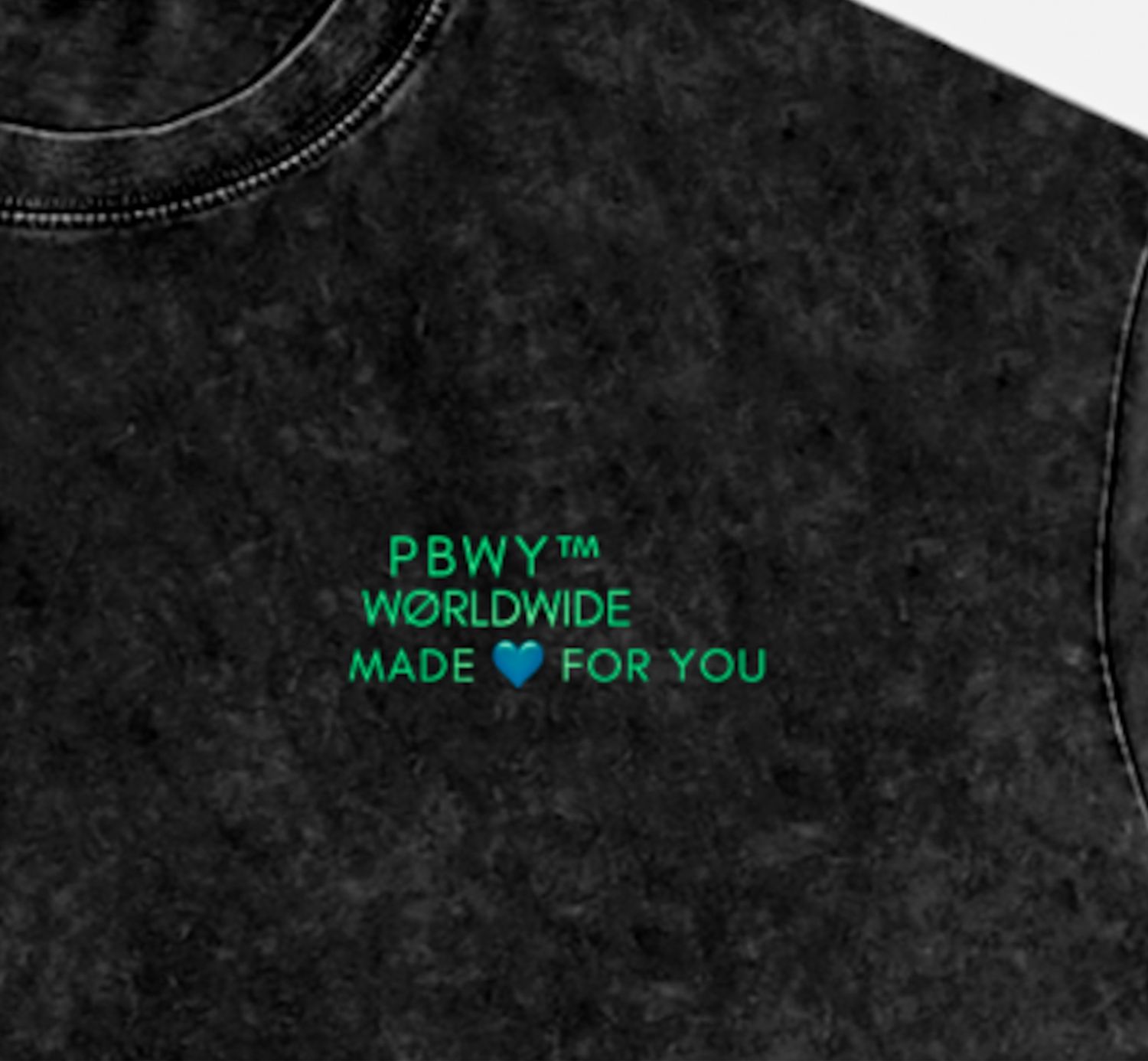 PBWY™ Essential Tee – Pixel Monogram “Peace Be With You” Black &amp; Violet Purple Oversize Acid Wash