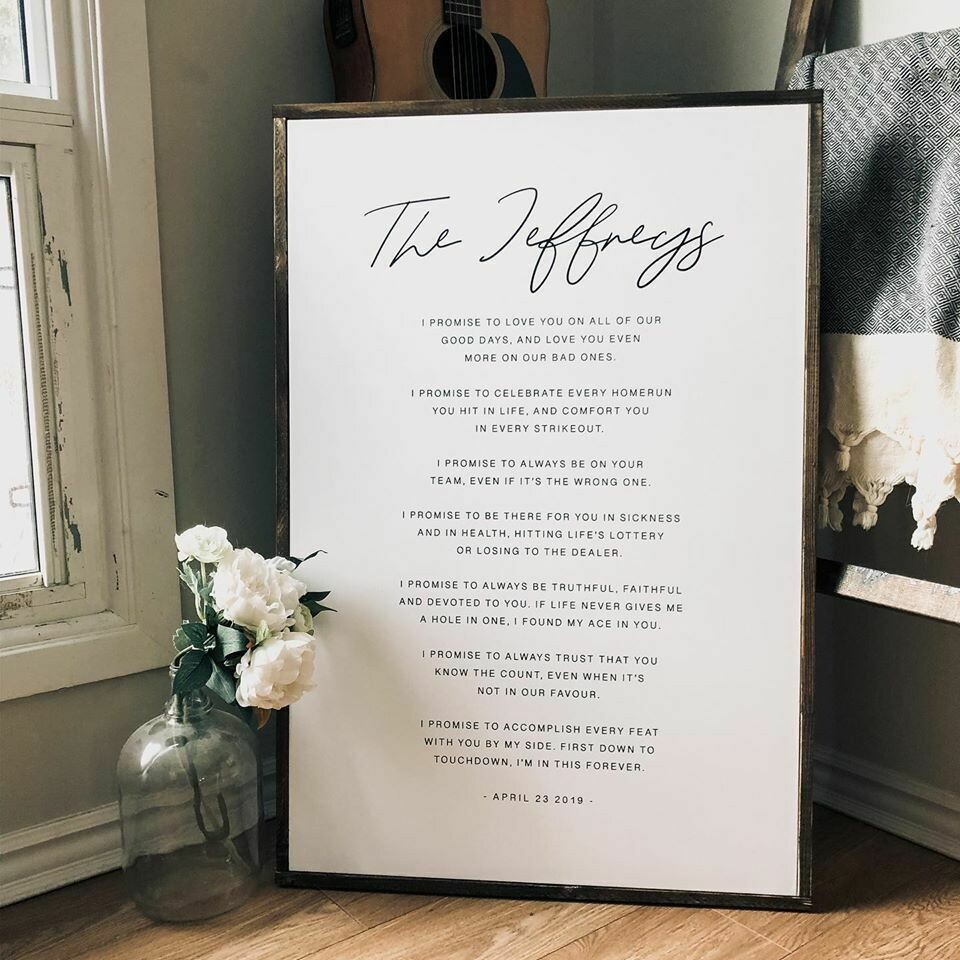 Canvas Printed Vows | Personalized Sign | Wedding Vows Sign