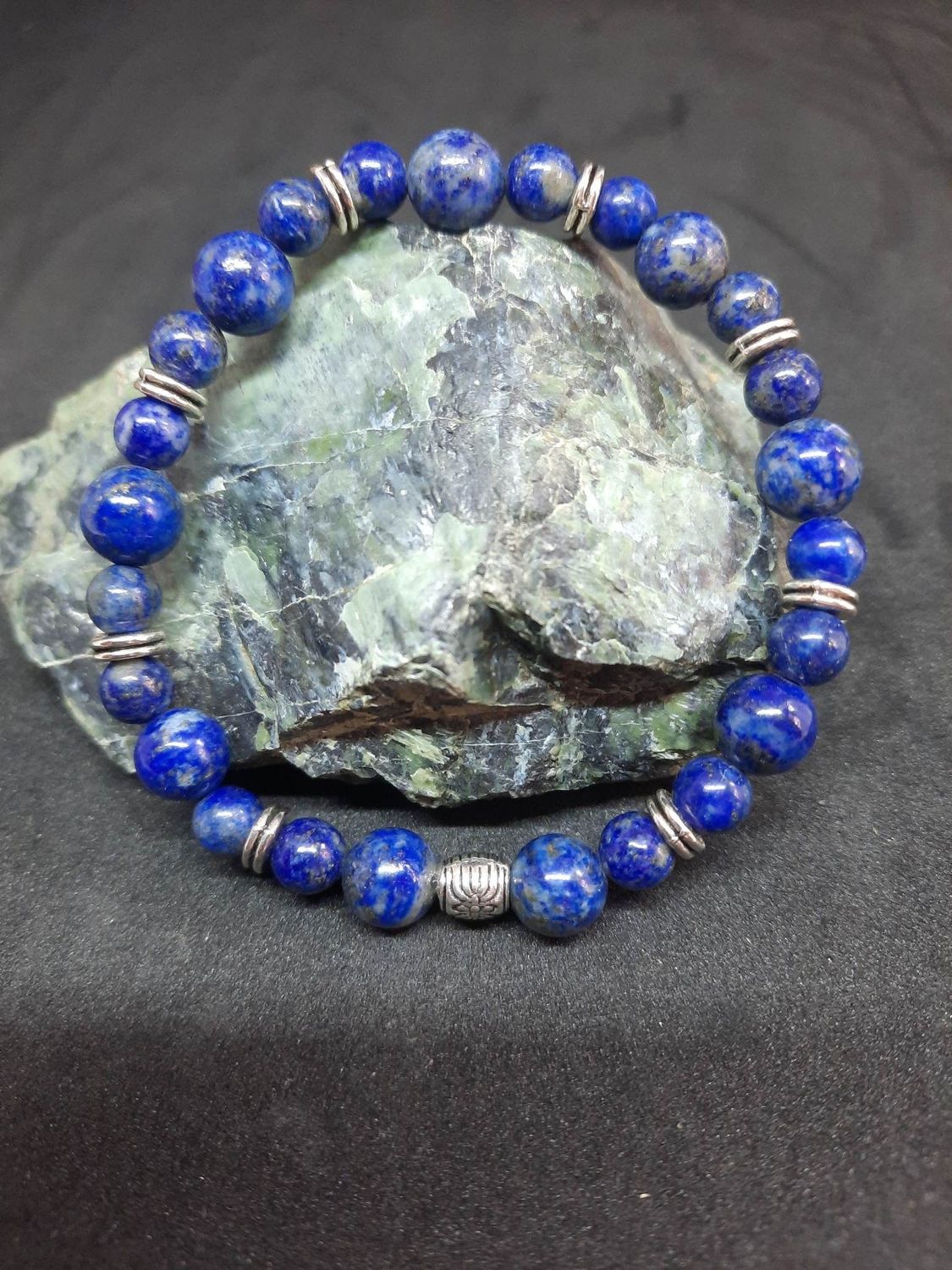 Bracelet Lapis Lazuli 8mm et 6mm pierre naturel fait main
