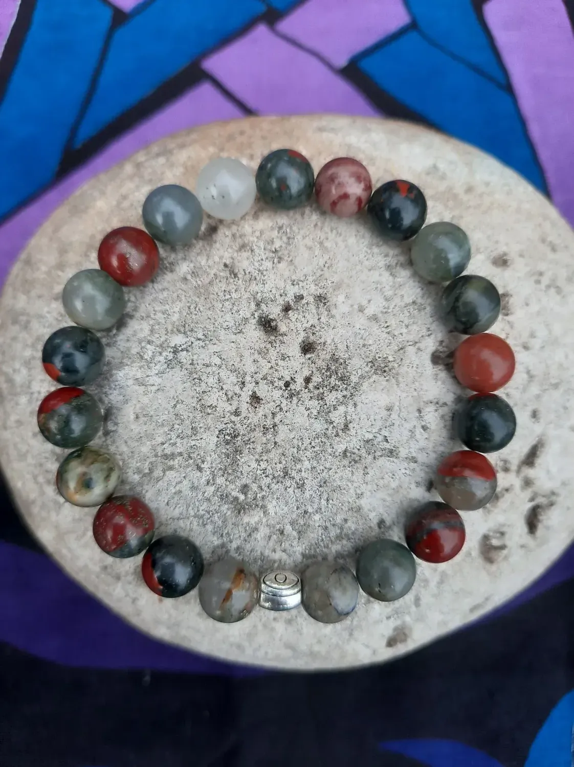 Bracelet Héliotrope 8mm pierre naturel fait main