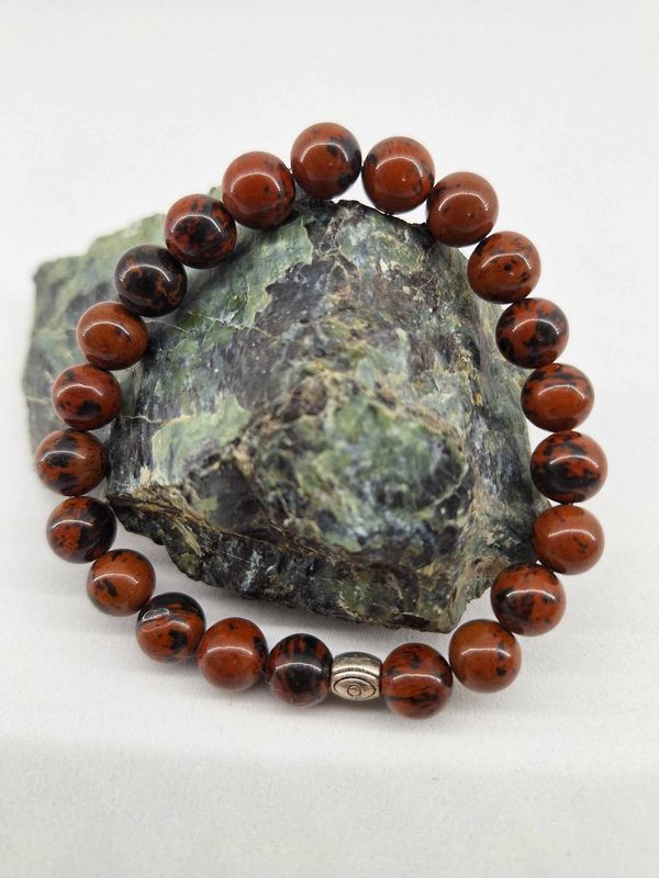 Bracelet Obsidienne acajou 8mm pierre naturel fait main