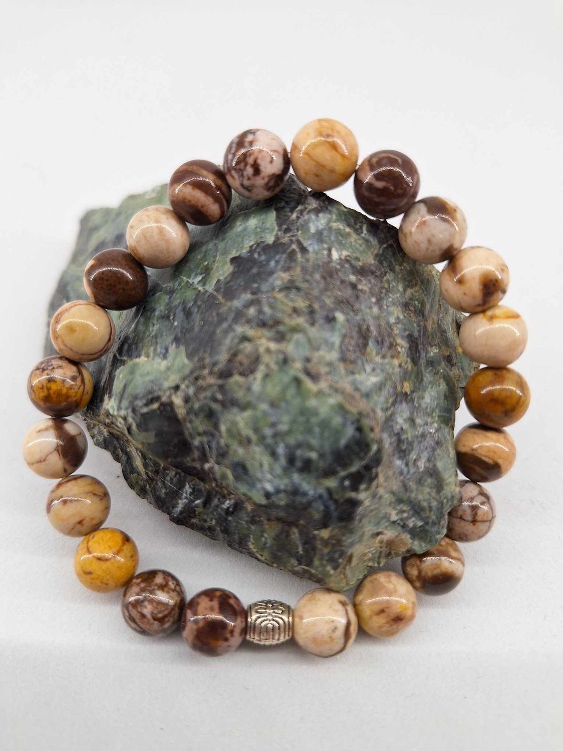 Bracelet Jaspe zébré 8mm pierre naturel fait main