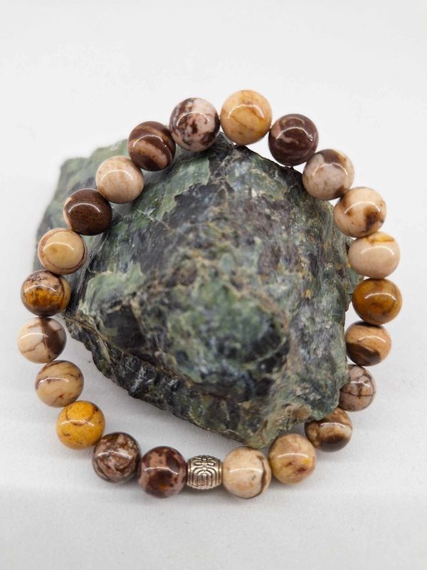 Bracelet Jaspe zébré 8mm pierre naturel fait main