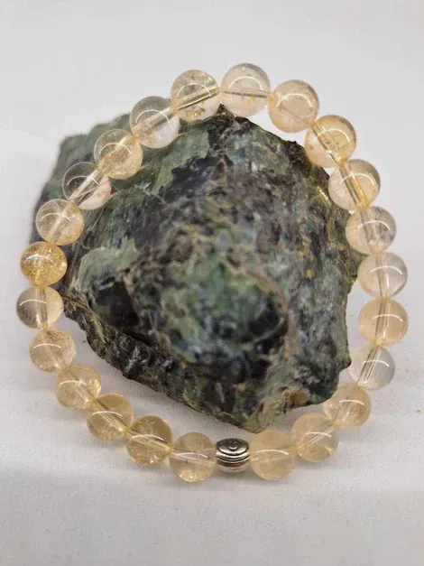 Bracelet Citrine 8mm pierre naturel fait main
