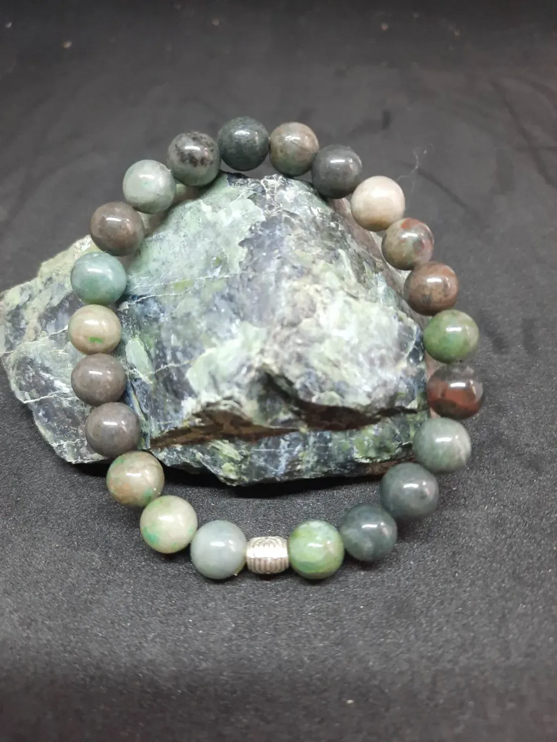 Bracelet Chrysocolle 8mm pierre naturel fait main