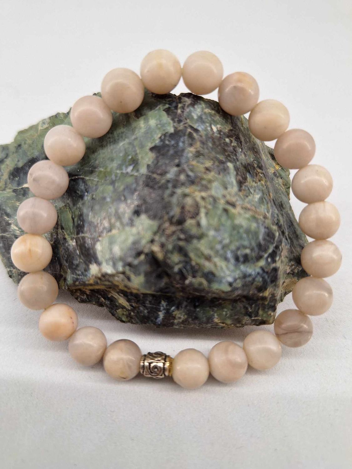 Bracelet Agate blanche 8mm pierre naturel fait main