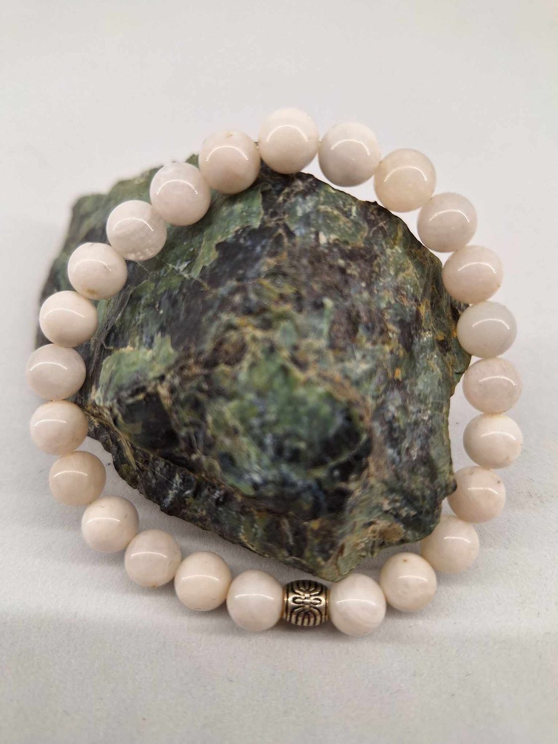 Bracelet pierre de lune blanche 8mm pierre naturel fait main