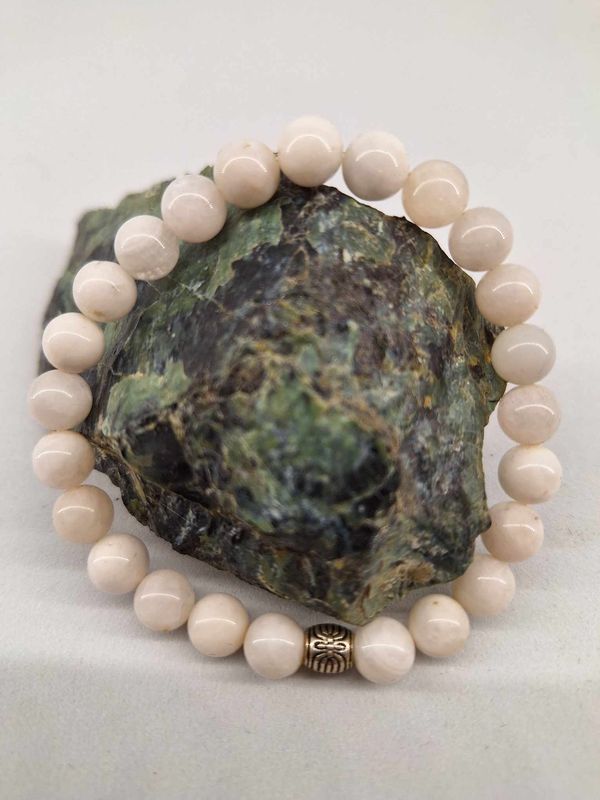Bracelet pierre de lune blanche 8mm pierre naturel fait main