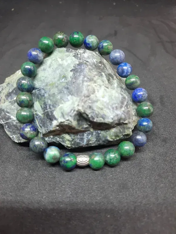 Bracelet Azurite Malachite 8mm pierre naturel fait main