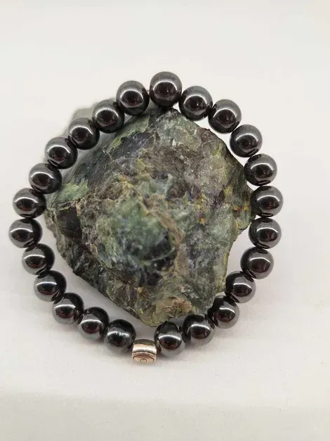 Bracelet Hématite 8mm pierre naturel fait main
