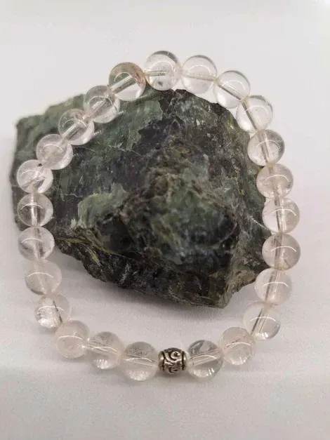 Bracelet Cristal de roche 8mm pierre naturel fait main