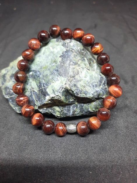 Bracelet Œil de taureau 8mm pierre naturel fait main