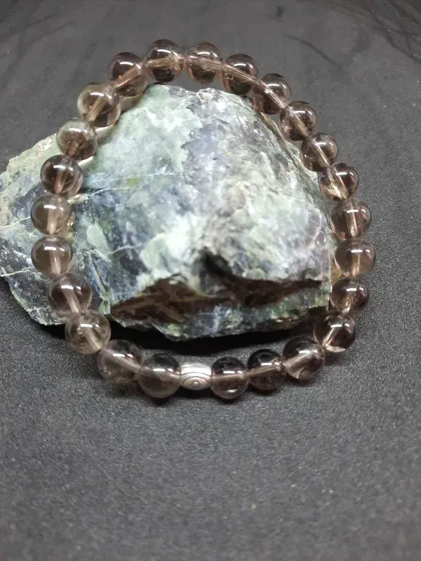 Bracelet Quartz fumé 8mm pierre naturel fait main