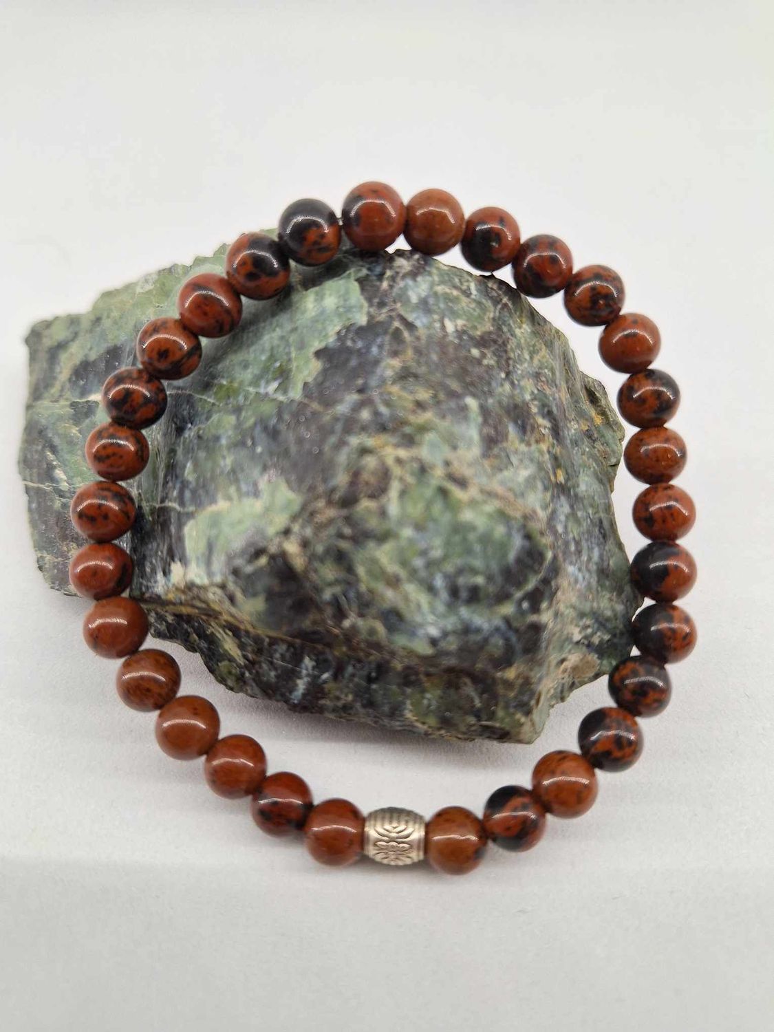 Bracelet Obsidienne Acajou 6mm pierre naturel fait main