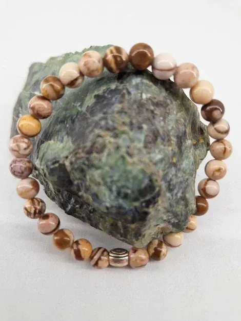 Bracelet Jaspe zébrée 6mm pierre naturel fait main