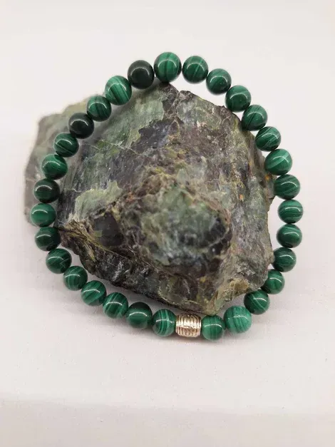 Bracelet Malachite 6mm pierre naturel fait main