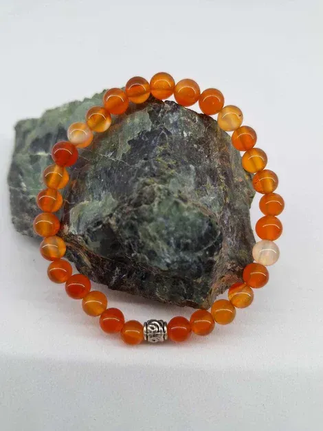 Bracelet Cornaline 6mm pierre naturel fait main