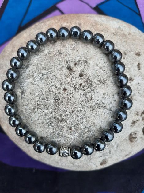 Bracelet Hématite 6mm pierre naturel fait main