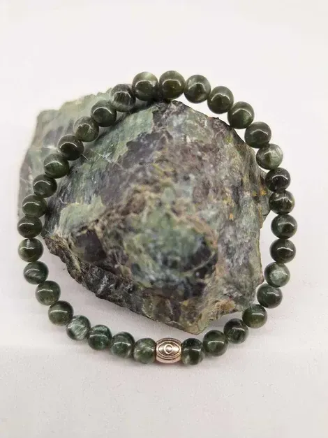 Bracelet Séraphinite 6mm pierre naturel fait main