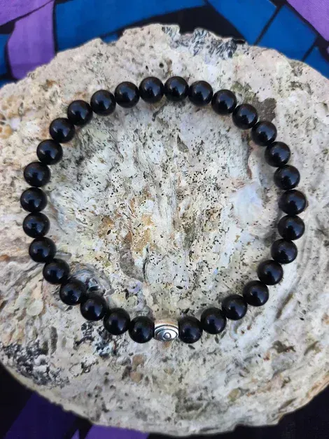 Bracelet Tourmaline noir 6mm pierre naturel fait main