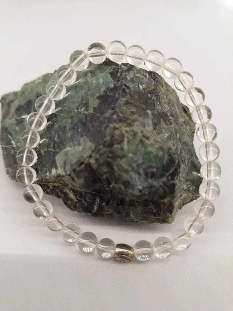 Bracelet Cristal de roche 6mm pierre naturel fait main