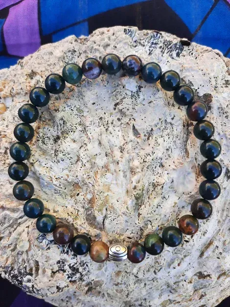Bracelet Héliotrope 6mm pierre naturel fait main